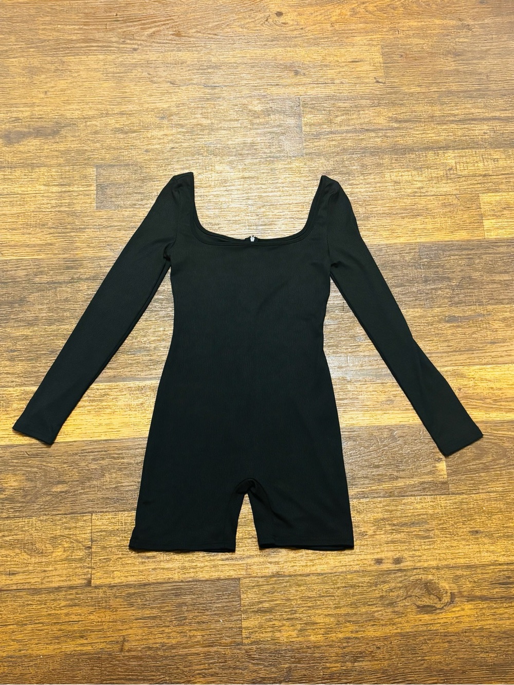 SHEIN Black Long Sleeve Scoop Neck Romper Jumpsuit